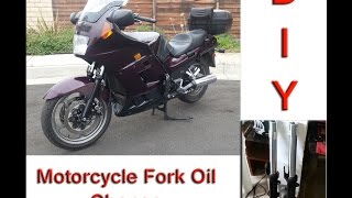 DIY How to Replace Motorcycle Fork Oil Kawasaki Concours ZG1000 C10 [upl. by Handy]