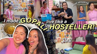 I made Gopali live like a HOSTELLER🎒✨ safai chipkali cooking in hostel padhai [upl. by Lias797]