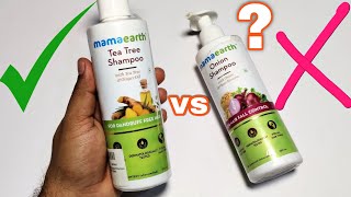 Mamaearth Onion Shampoo Vs Anti Dandruff Shampoo  Onion Anti Hairfall Vs Tea Tree Anti Dandruff [upl. by Ramed696]