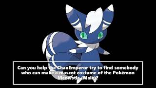 New Pokemon Mascot Costume Ideas Meowstic Male Pokemon X and Y video2025 mascot2025 [upl. by Ettennad]