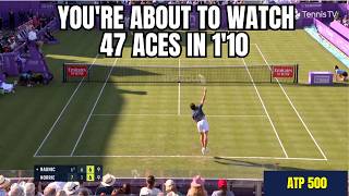 Watching 47 aces in 110 is satisfying Milos Raonics new record of aces in a threeset match [upl. by Onimixam24]