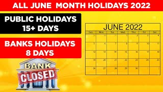 Full List June Holidays 2022 – Government Public amp June Bank Holidays in India [upl. by Hsakiv]