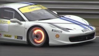 Ferrari 458 Challenge  Glowing Brakes amp Full Throttle Acceleration LOUD SOUND [upl. by Marijane913]