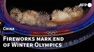 Beijing 2022 Fireworks at the end of the Winter Olympics closing ceremony  AFP [upl. by Melany]