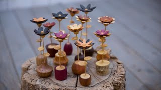 Como hacer flores de madera torneadas paso a paso woodturning flowers [upl. by Koa]