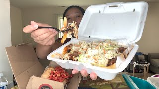 TRYING LEFTYS BBQ BRISKET LOADED FRIES amp SOUTHPAW HOAGIE  MUKBANG [upl. by Harrat]