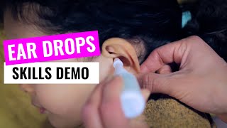 How to use ear drops properly  SKILLS DEMO Adult Vs Child  Christina NP [upl. by Chobot]