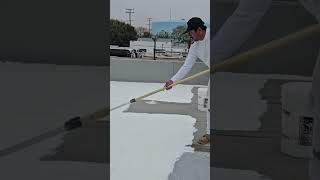 Applying White Elastomeric Reflective Coating with Roof Wil  Roof Repair  Roofing  Roof Planting [upl. by Oemac]