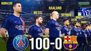 What if Ronaldo Messi Haaland Neymar Salah Mbappe Mane Lautaro Benzema play together PSG vs FCB PES [upl. by Miguela]