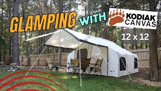 Kodiak AllWhite Glamping Canvas 12x12 Tent Features [upl. by Amesari]