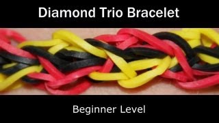 Rainbow Loom® Diamond Trio Bracelet [upl. by Kellina]