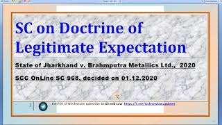 SC on Doctrine of Legitimate Expectation in HINDI by GS and Law [upl. by Lapotin317]