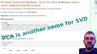 Comparing PCA statistics toolbox with SVD builtin Matlab identical results [upl. by Polk]