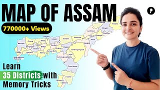 Map of Assam  35 Districts of Assam  Geography  With Mnemonics [upl. by Salsbury]