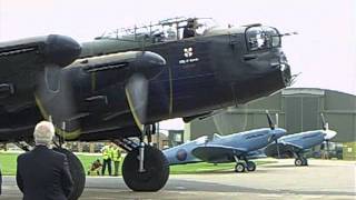 An Avro Lancaster starts up taxies out takes off and does a flyby [upl. by Nohsauq]