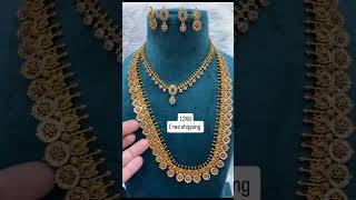 Bottu Maala haram with stone necklace n 2pairs of earrings 1249 free shipping  WhatsApp 8688988376 [upl. by Ayra1]