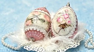 Decoupage pisanki w różyczki  tutorial DIY [upl. by Ihculo]