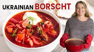 AUTHENTIC UKRAINIAN BORSCHT RECIPE Борщ  my grandmas beet soup [upl. by Akahc]