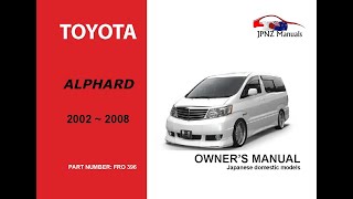 Toyota Alphard Owners Manual 20022008 in English [upl. by Cirda]