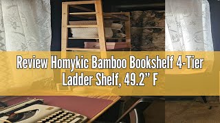 Review Homykic Bamboo Bookshelf 4Tier Ladder Shelf 492” Freestanding Open Bookcase Book Shelf Bat [upl. by Yaja453]