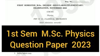 CLASSICAL MECHANICS  1st Sem MSc Physics Question Paper 2023 calicut [upl. by Anilasor]