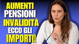 AUMENTO PENSIONI DI INVALIDITÀ IMPORTI E NOVITÀ [upl. by Arron985]