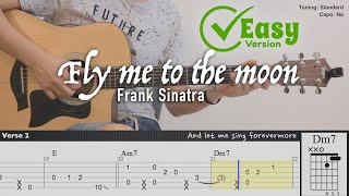 Fly me to the moon Easy Version  Frank Sinatra  Fingerstyle Guitar  TAB  Chords  Lyrics [upl. by Suedama]