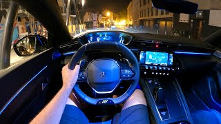 New PEUGEOT 508 PSE 2022  night POV test drive amp FULL REVIEW 360 HP hybrid [upl. by Rooney413]