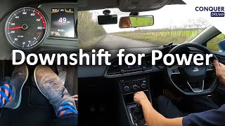 Downshifting a manual car for power and why lower gears have more torque [upl. by Emylee853]