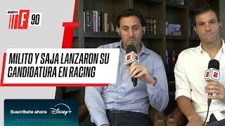 CANDIDATO A PRESIDENTE Y A DIRECTOR DEPORTIVO DE RACING la palabra de Milito y Saja en ESPNF90 [upl. by Britteny315]