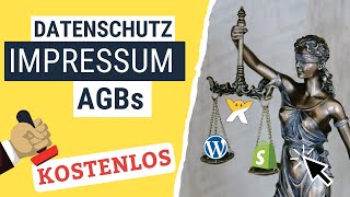 Impressum AGB und Datenschutzerklärung erstellen  Kostenlose Vorlagen für Rechtstexte [upl. by Liana]