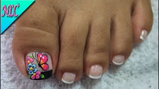 DECORACIÓN DE UÑAS PARA PIES MARIPOSA Y FLORES♥  FLOWERS NAIL ART  BUTTERFLY NAIL ART  NLC [upl. by Enohs]