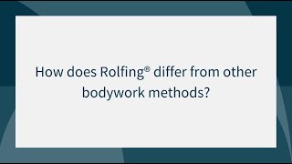 How does Rolfing® differ from other bodywork methods  Tara Fraser [upl. by Merkle]