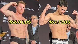 Canelo amp Edgar Berlanga MAKE WEIGHT TIP SCALES at 1668 lbs amp 1677 lbs morning before Fight [upl. by Waddington]