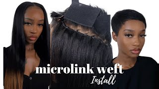 How To Detailed Microlink Weft Extensions On My Short Hair  Curls Queen [upl. by Mundy652]