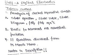 Unit 3 Analysis of Clocked Sequential Circuits  State equation  State diagram  State Table [upl. by Hike]