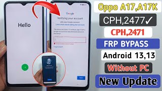 Oppo A17Oppo A17k Frp UnlockBypass Google Account lock Without PC  Android 1213  New Trick [upl. by Scott]