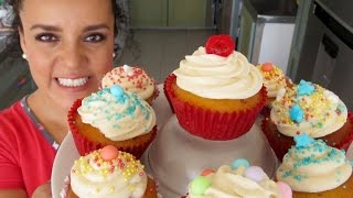 cómo hacer CUPCAKES DE VAINILLA receta básica [upl. by Natsreik]