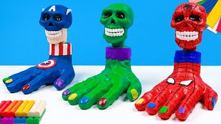 DIY la mano combinados cráneo mezcló superhéroes Hombre araña Hulk Capitán América con Arcilla [upl. by Brok796]