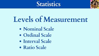 1 Levels of Measurement  Nominal Scale  Ordinal Scale  Interval Scale Ratio Scale statistics [upl. by Leile256]