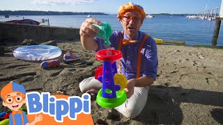 Blippi Builds Sandcastles amp Goes Kayaking at the Beach  Educational Videos for Kids [upl. by Thordis]