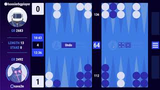 Backgammon Galaxy hoosierbgplayer 57 vs sava3n 448 [upl. by Adnaloy]