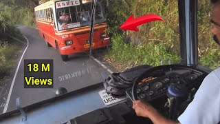 Two KSRTC buses meets dangerously narrow forest road Kerala [upl. by Anned]