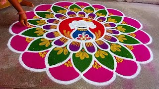 3×2 Pongal special beautiful rangoli design 🙏🙏🙏👍👍👍❤️🌹🌹 [upl. by Selia]