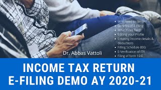 Income Tax Return EFiling Demo with form 10 E  ITR efiling AY 2020 Tutorial [upl. by Hamburger]