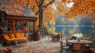 Warm Jazz Instrumental Music for Studying Working  Autumn Cozy Outdoor Coffee Shop Ambience 🍂 [upl. by Aenneea591]