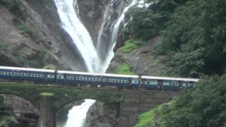 Amaravathi Express Passing Dudhsagar Water Falls [upl. by Adnohrahs]