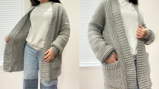 Crochet Classic Ribbed Long Cardigan Tutorial [upl. by Eiramyma868]