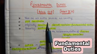 Fundamental Duties  lec26  Handwritten Notes  Indian Polity  An aspirant [upl. by Egroj222]