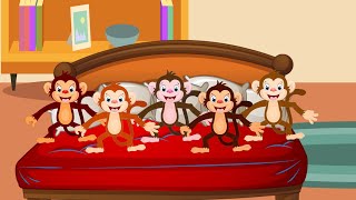 Five Little Monkeys Jumpimg on the bed  Jumping Monkeys  The Naughty Monkeys  Bunny Kids TV [upl. by Libys]